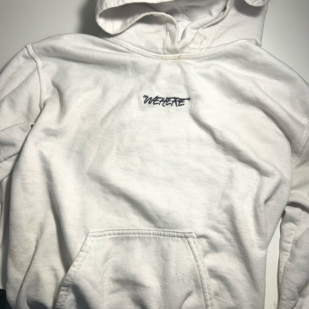White Cotton Blend Sweater with Hood